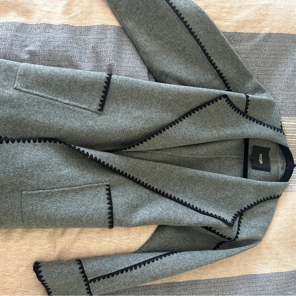Maje Gray Jacket With Black Accents